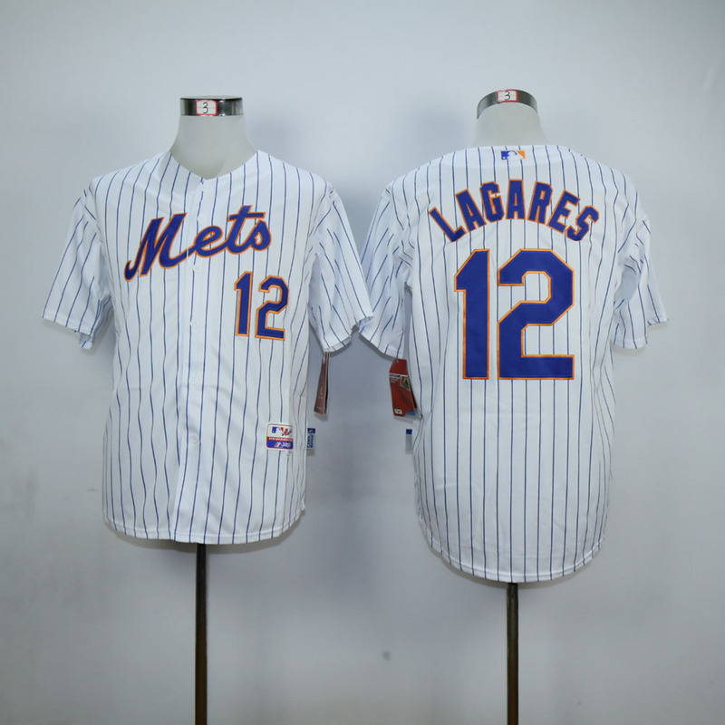 Men New York Mets 12 Lagares White MLB Jerseys